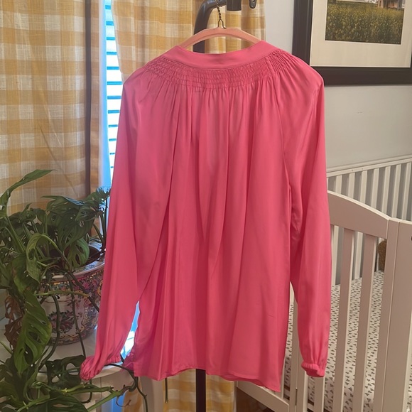 Lilly Pulitzer Silk Elsa Top Shirt Blouse Womens Size XL Extra Large Hot Pink - Picture 5 of 5